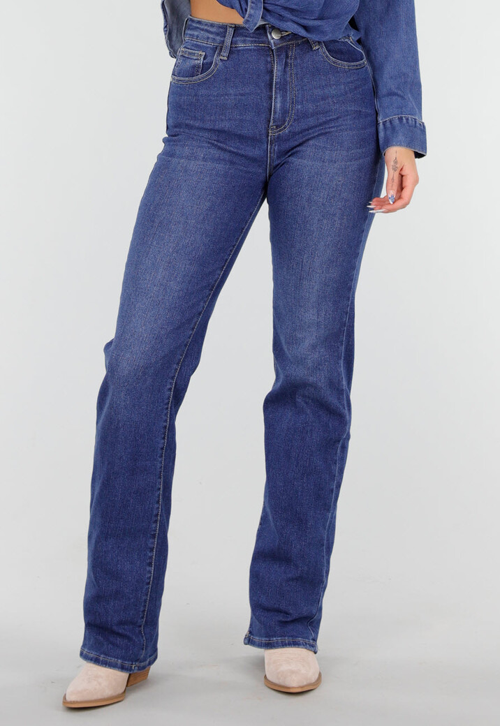 Donkerblauwe Tall Jeans met Rechte Pijpen en High Waist