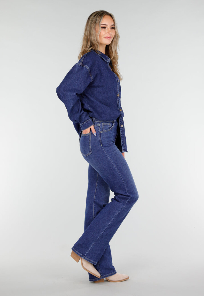 Donkerblauwe Tall Jeans met Rechte Pijpen en High Waist