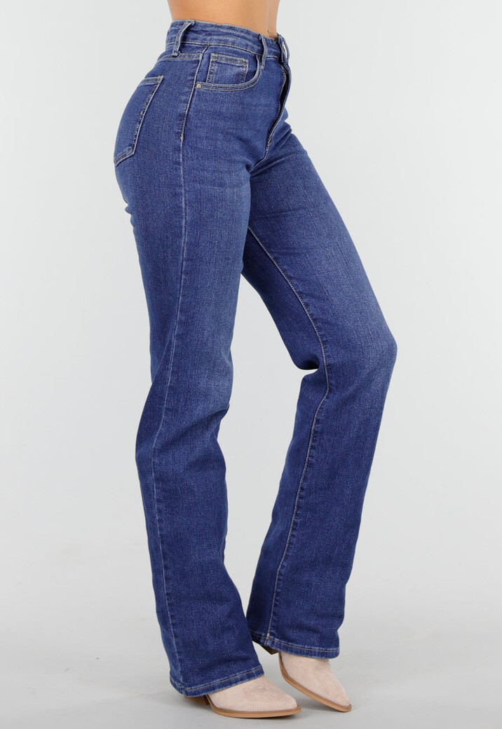 Donkerblauwe Tall Jeans met Rechte Pijpen en High Waist