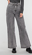 Grijze Wide Leg Stretch Jeans met Hoge Taille en Strikceintuur
