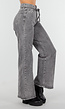Grijze Wide Leg Stretch Jeans met Hoge Taille en Strikceintuur