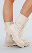Beige Veterlaarzen met Chunky Zool