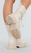 Beige Veterlaarzen met Chunky Zool