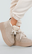Beige Suède Sneakers met Warme Voering en Plateauzool