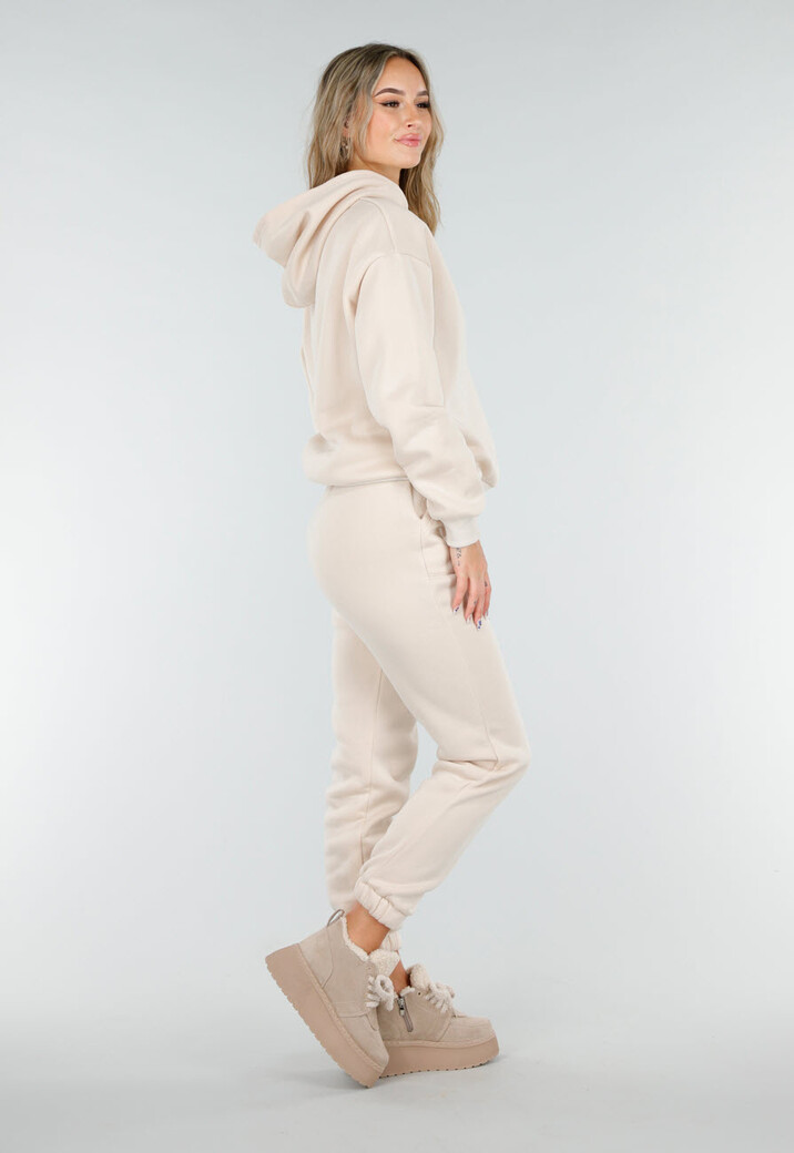 Beige Suède Sneakers met Warme Voering en Plateauzool