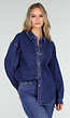 Donkerblauw Denim Overhemd met Oversized Pasvorm en Knoopsluiting
