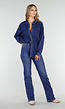 Donkerblauw Denim Overhemd met Oversized Pasvorm en Knoopsluiting