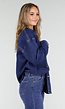 Donkerblauw Denim Overhemd met Oversized Pasvorm en Knoopsluiting