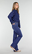 Donkerblauw Denim Overhemd met Oversized Pasvorm en Knoopsluiting