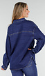Donkerblauw Denim Overhemd met Oversized Pasvorm en Knoopsluiting