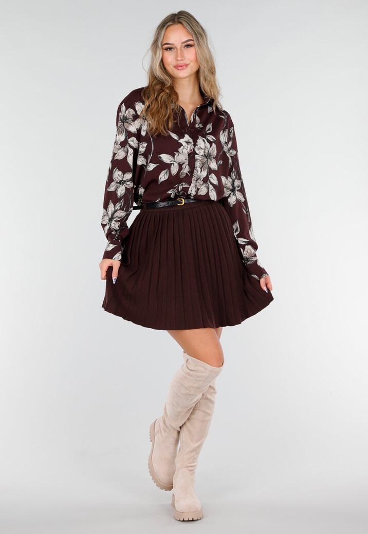 Bordeaux Blouse met Bloemenprint