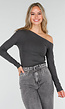Donkergrijze One Shoulder Top