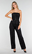 Zwarte Strapless Gilettop met Glitters