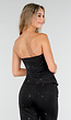 Zwarte Strapless Gilettop met Glitters