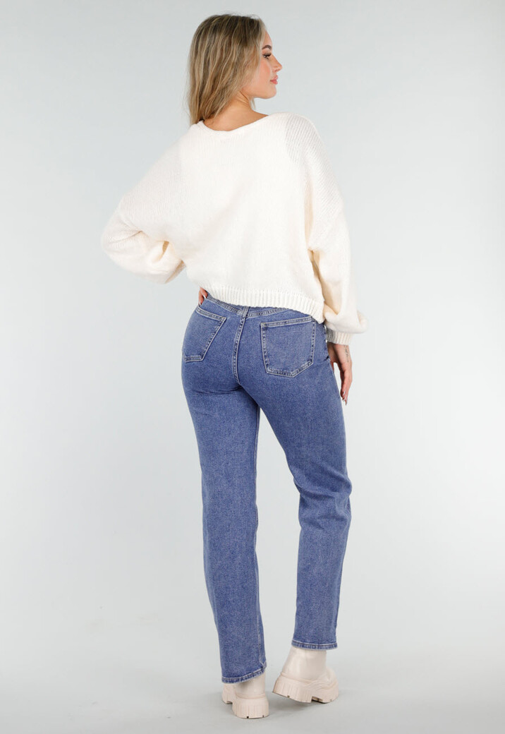 Beige Gebreid Vest met Strik aan de Voorzijde