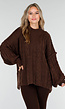 Bruine Grofgebreide Oversized Kabeltrui