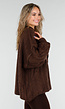 Bruine Grofgebreide Oversized Kabeltrui