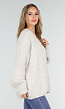 Beige Gebreid Oversized Vest met Goudkleurige Knopen