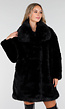 Zwarte Faux Fur Jas met Brede Kraag