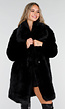 Zwarte Faux Fur Jas met Brede Kraag