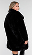 Zwarte Faux Fur Jas met Brede Kraag