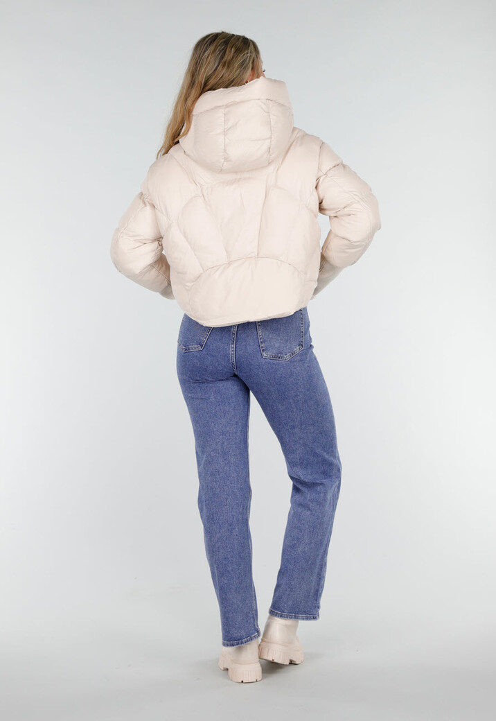 Crème Gewatteerde Pufferjas met Capuchon