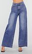 Blauwe High Waist Wide Leg Stretch Jeans met Wassing
