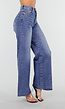 Blauwe High Waist Wide Leg Stretch Jeans met Wassing