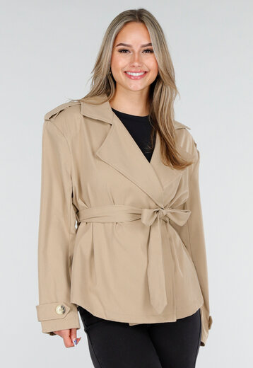 Beige Korte Trenchcoat