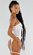 Witte Kanten Lingerie Set met Vetersluiting en Jarretels