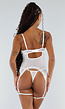 Witte Kanten Lingerie Set met Vetersluiting en Jarretels