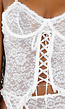 Witte Kanten Lingerie Set met Vetersluiting en Jarretels
