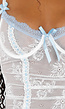 Witte Kanten Lingerie Set met Lichtblauwe Accenten en Vetersluiting