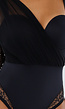 Zwarte Lingerie Mesh Body met One Shoulder  en Kantaccenten