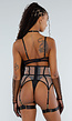 Zwarte Lingerie Set met Mesh Verstelbare Bandjes en Choker Detail