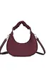 Bordeauxrode Suède Look Halve Maan Handtas met Afneembare Schouderriem