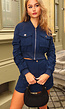 Navy Set met Cropped Bomberjasje en Skort met Zakken