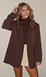 Bruine Oversized Blazer met Knopen en Klepzakken