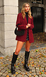 Bordeauxrode Oversized Blazer met Knoopsluiting en Reverskraag