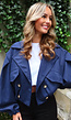 Navy Suède Korte Trenchcoat