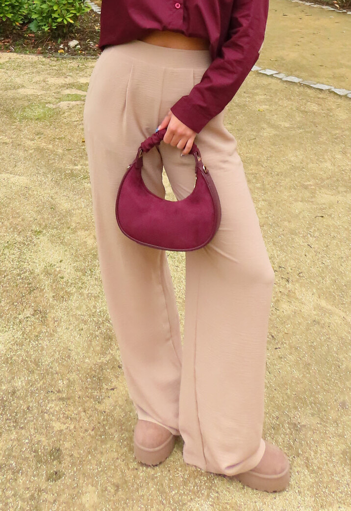 High Waist Beige Soepele Pantalon