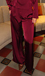 Bordeauxrode Satijnlook Wide Leg Broek met Hoge Taille