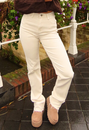 Redial Jeans  Tall Beige Straight Leg Jeans