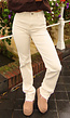 Beige Stretch Straight Leg Jeans Tall met Gerafelde Onderkant