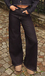Donkerblauwe Flared Jeans met High Waist en Contrasterende Stiksels