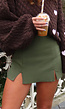 Skort Army Green met Stretch en Splitjes