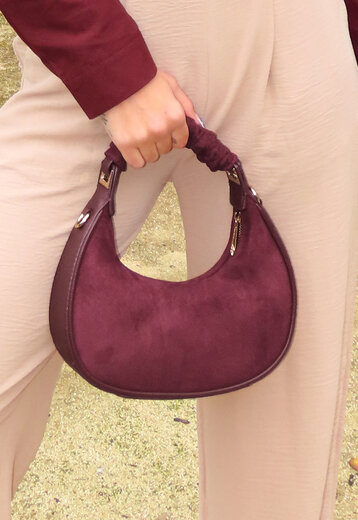 Bordeauxrode Halve Maan Handtas