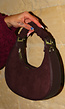 Bordeauxrode Suède Look Halve Maan Handtas met Afneembare Schouderriem