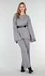 Grijs Tweedelig Loungepak Met Wijde Mouwen En Rechte Pijpen