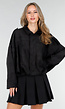 Zwarte Suèdelook Jas met Rits- en Knoopsluiting